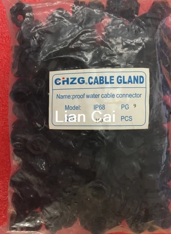 100pcs PG9 Waterproof nylon Cable Gland for 4-8mm cable