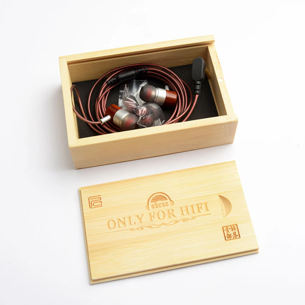 OKCSC سماعات أذن عالية الجودة مربع حقيبة من خشب الخيزران لسماعات الرأس حقيبة الإكسسوارات