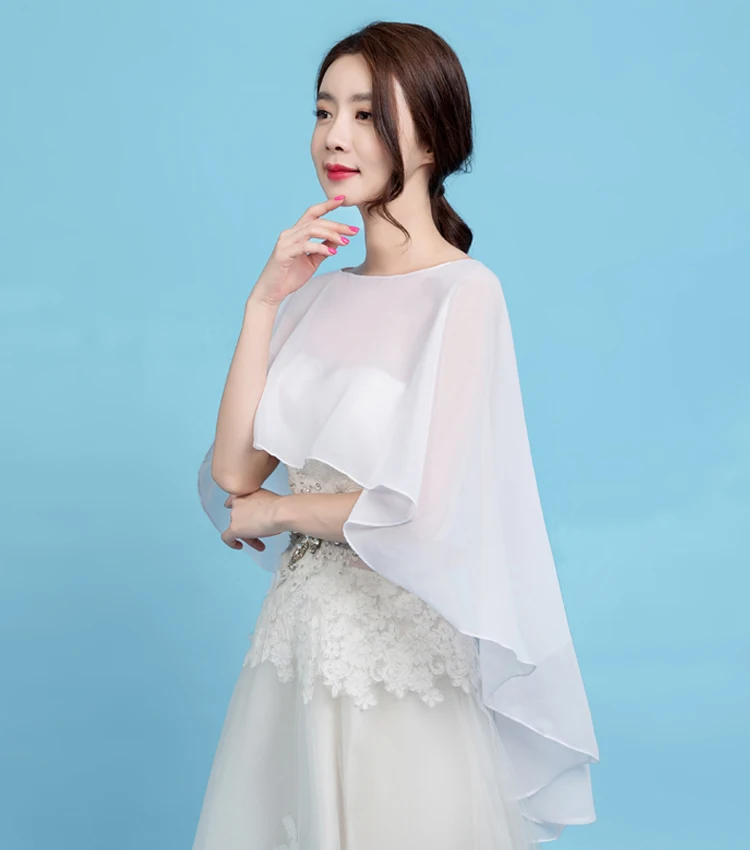 JIN IS YARN capa larga de gasa chal chaqueta de boda mujeres encogimiento de hombros Bolero envolturas negro blanco rojo talla única Etole Mariage Bolero