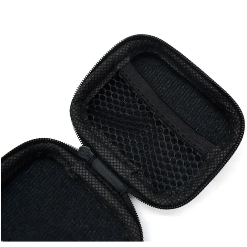 1PC Black Portable Mini Box Zipper Coin Earphone Accessories Storage Box Small Item Storage Bags