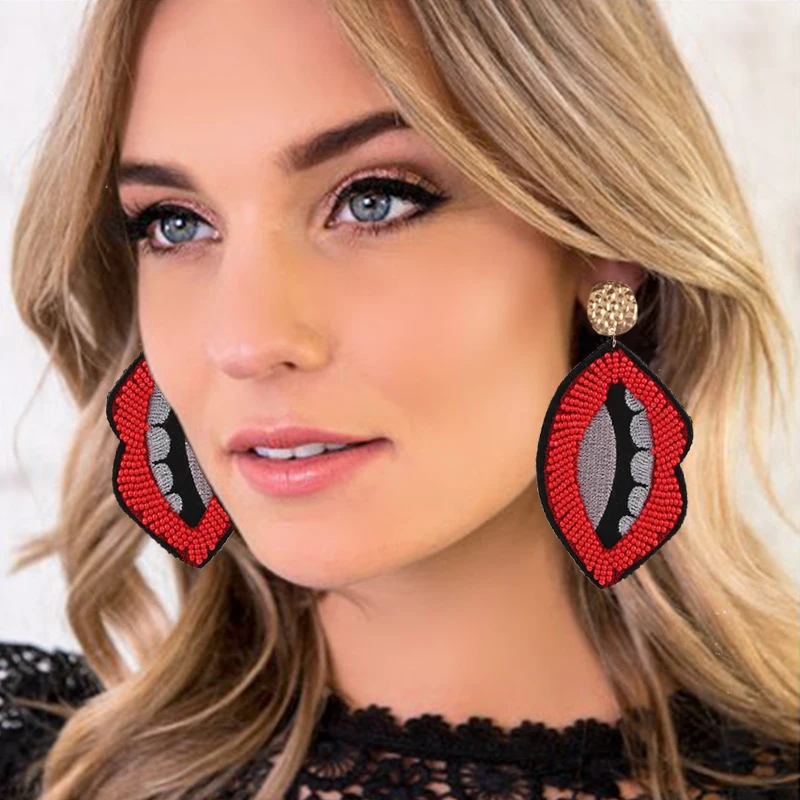 Sehuoran New Handmade Beaded Design Earrings Jewelry Wedding Oorbellen Special Bohemian Heart Fringed Drop Dangle Earrings Party