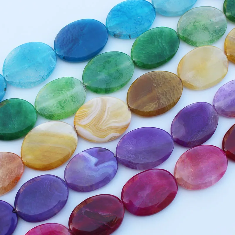 28-30x37-40mm Multi-Color Agates Oval Beads 8pcs ,  For DIY Jewelry making ! Mixed wholesale for all items!