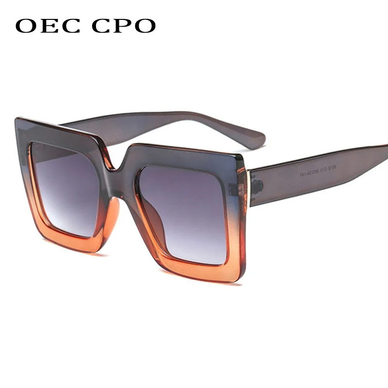 OEC CPO Vintage kwadratowe okulary przeciwsłoneczne damskie modne duże oprawki okulary przeciwsłoneczne damskie Vintage okulary męskie UV400 O15