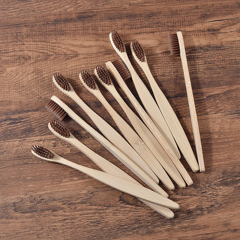 10Pcs Bamboo Toothbrush Eco Friendly Wooden Tooth Brush BPA Free Soft Bristle Tip Charcoal Adults Oral Care Toothbrushes