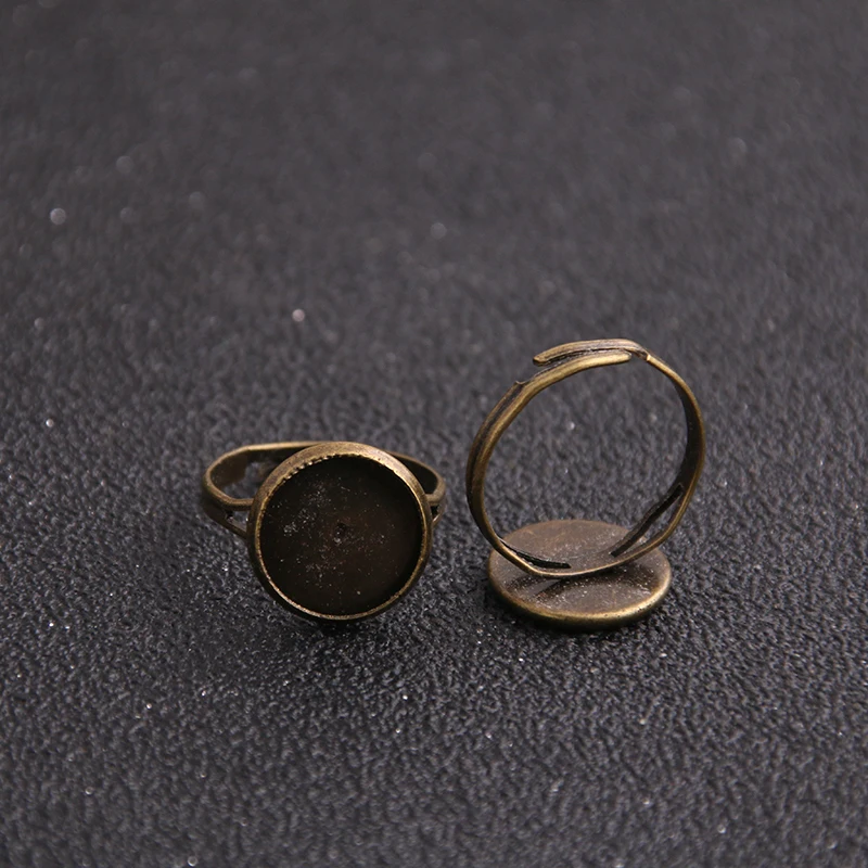 4pcs Fashion Vintage Adjustable Stud finger ring Bases Blanks 10mm Antique Bronze Cabochon Stud finger ring