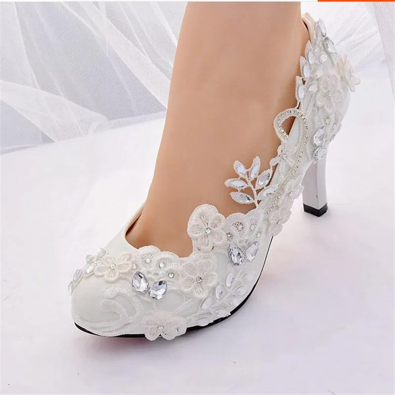 Crystal White Wedding Shoes Bride Female High Heels Shoes woman 2019 diamond princess Ball party shoes shoes zapatos tacon mujer