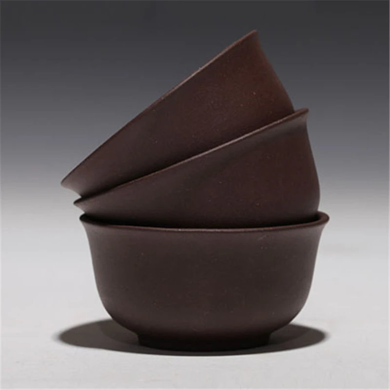 3pcs. 40cc tea cup Upscale authentic yixing zisha handmade cup of tea hand carved cup real yixing zisha purple clay tea cups
