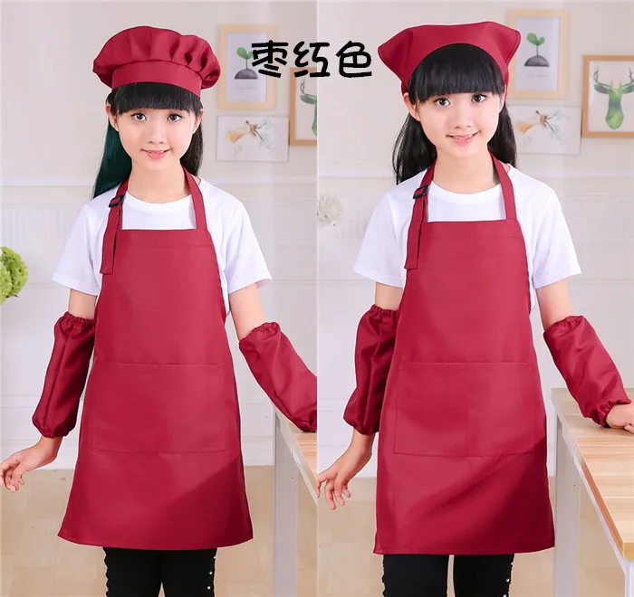 Children\'s apron set kindergarten children eat painting art advertising apron baking chef clothes white