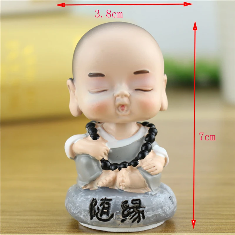 1pcs Kawaii Shaking Head Monk Figurine Crafts Fun Expression Resin Buddha Souvenir Dolls Accessories Craft Supplie Shome Decor