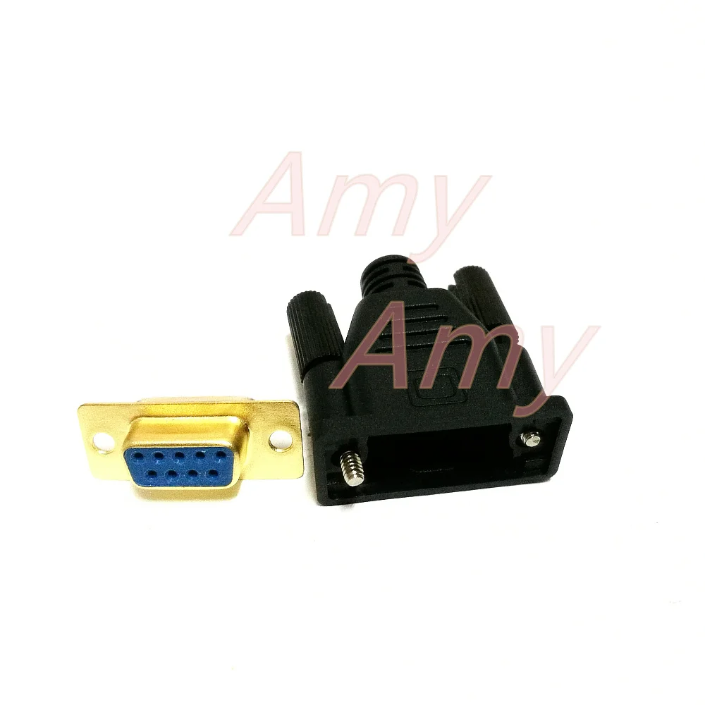5pcs/lot RS232 DB9 shell casing 9-pin DB9 serial shell outer mold Black Blue + gilded head