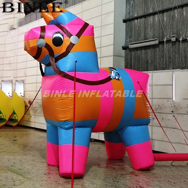 Free air shipping kids love colorful giant inflatable pinata inflatable horse rainbow donkey animal cartoon for party decoration