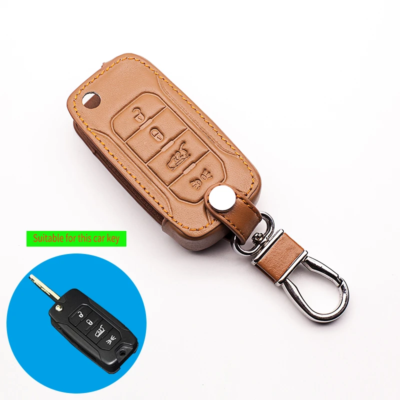 Top layer leather Genuine Leather Protect Shell Protective Case Key Ring Case For Jeep 2016 Renegade Keyboard cover Car wallet