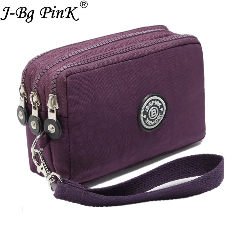 J-BG PinK Nylon Purse Double Layer Pocket With Zipper Coin Holder 2017 New Wallet Bracelet Clutch Slim Purse Girl Cheap Hot Sale