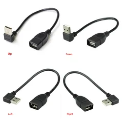 10cm 20cm USB 2.0 A Male to Female 90 Angled Extension Adaptor cable USB2.0 male to female right/left/down/up Black cable cord