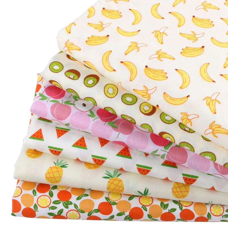 Nanchuang 6Pcs/Lot Fruit Series Cotton Fabric Patchwork Cloth For Quilting Tissue Needlework Materials For Baby&Children 20x25cm