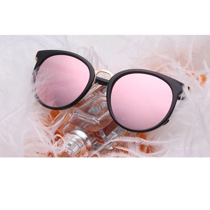 Mirror Sunglasses Women Cat Eye Oversized Round Pink Sunglasses Female Luxury Brand High Quality Glasses Ladies Lady UV400