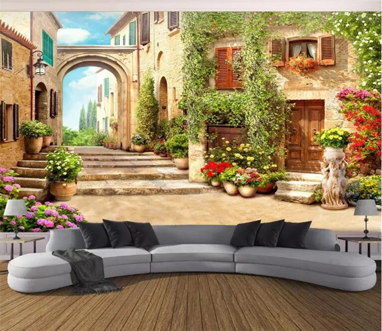 

3D Wallpaper European Town Street Background Wall Mural Living Room Bedroom Home Decor Wall Paper For Walls 3 D Papel De Parede