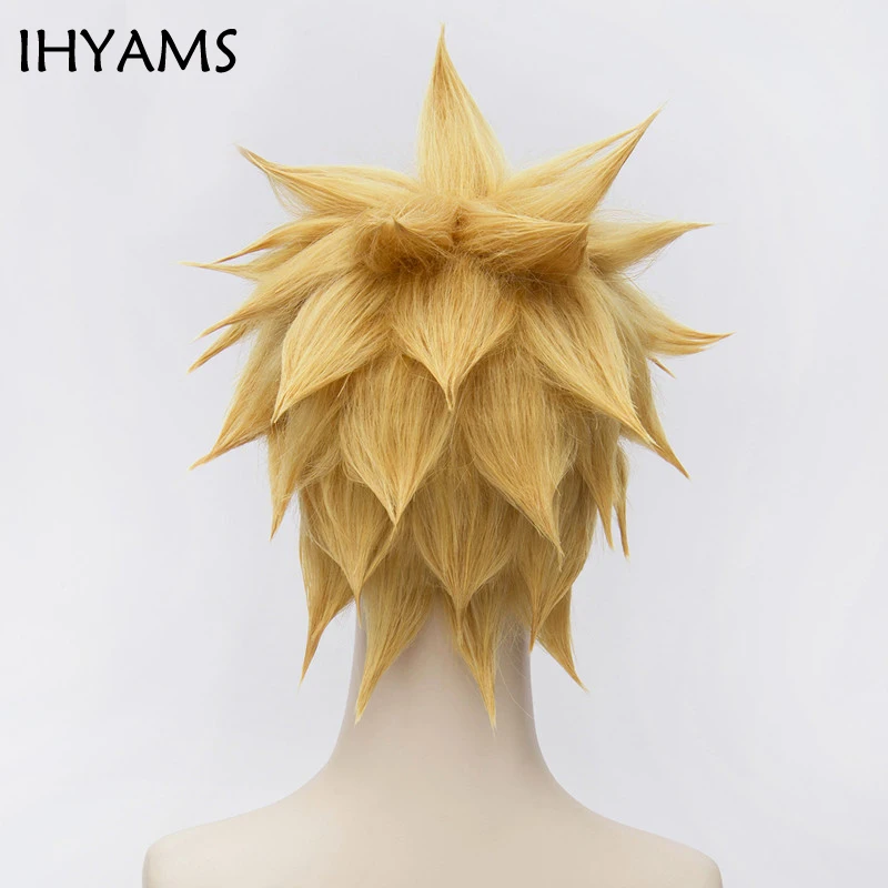 Uzumaki Cosplay Wigs 30cm Short Golden Heat Resistant Synthetic Hair Perucas Cosplay Wig + Wig Cap