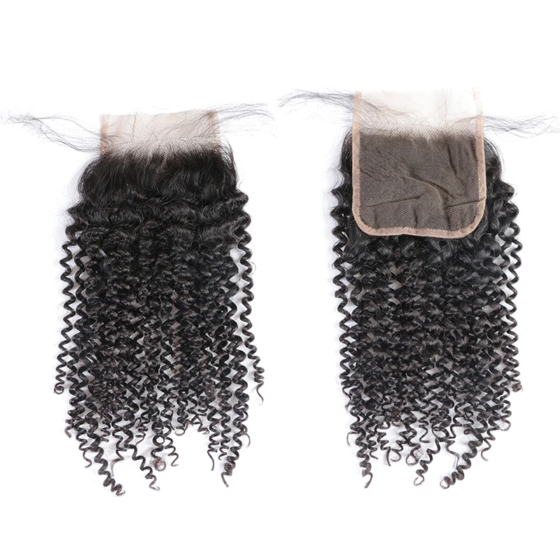 Ali Queen Hair Capelli vergini brasiliani ricci crespi da 10 "a 20" Capelli umani al 100% Parte libera Chiusura in pizzo con capelli del bambino Spedizione gratuita