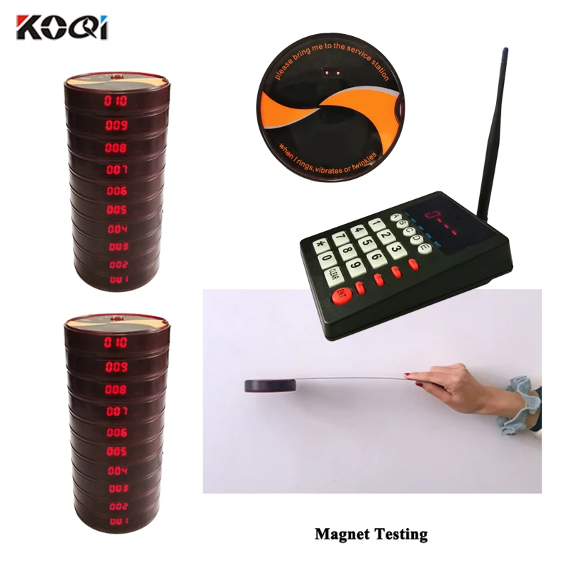 Restaurant Pager Wireless Paging Queuing System 1 Transmitter + 20 Coaster Pagers Chargeable Restaurant Equipments K-999+K-14