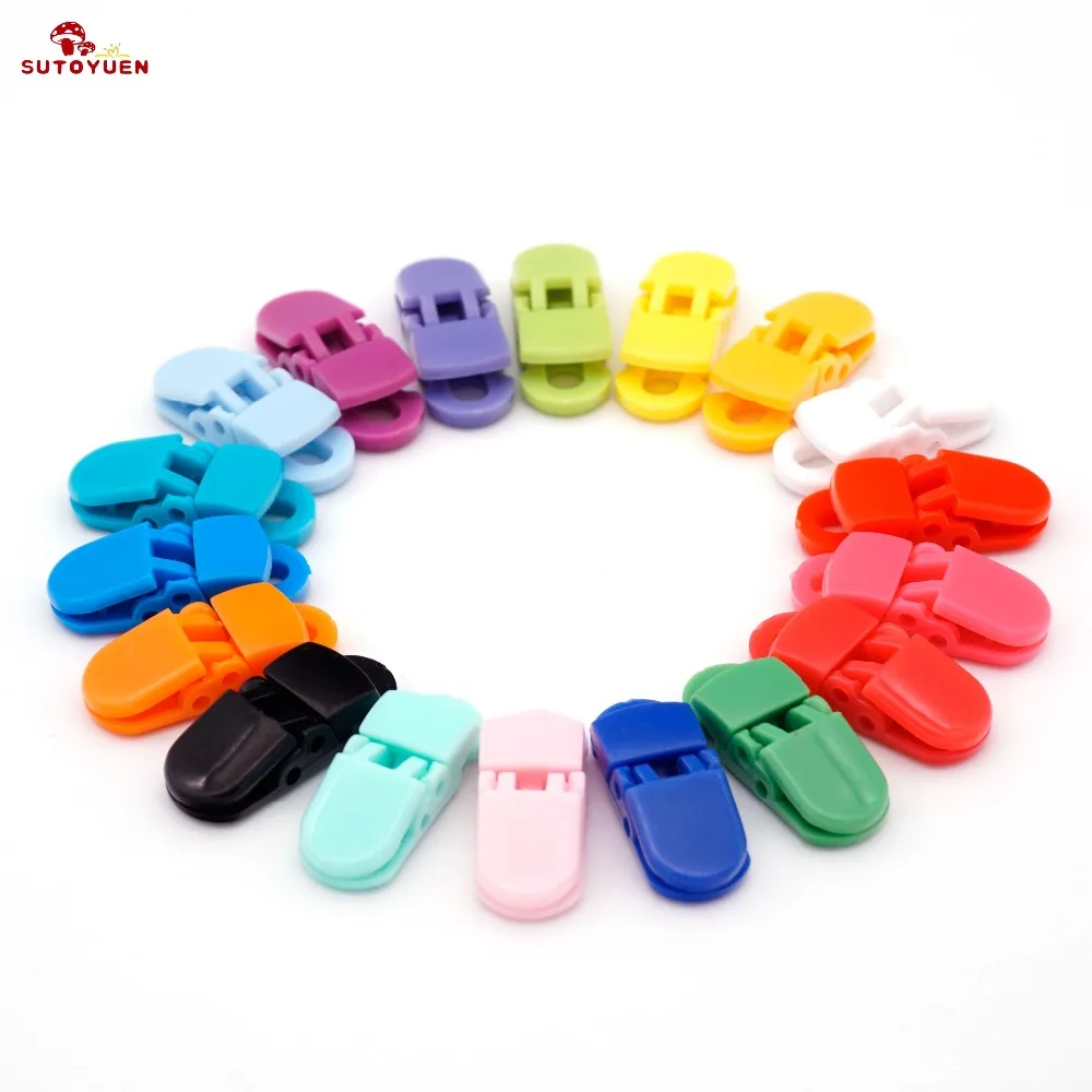 100pcs 5mm Hot T shape Baby Plastic Pacifier / Suspender Clips for DIY Binky Paci Dummy Soother Toy Leash Bib Snap Holder Clips