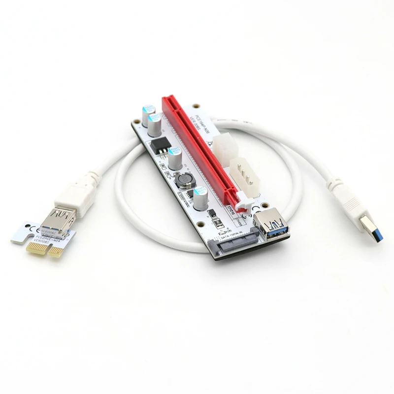 60CM VER008S PCI-E 1X to 16X Extender 008S PCIE Riser Card с 4-контактным 6-контактным интерфейсом питания SATA для блока питания графического процессора ETH BTC