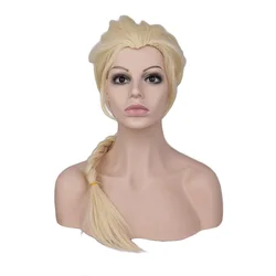 QQXCAIW-Peluca de Cosplay de princesa rubia para mujer, trenzas largas, disfraz de fiesta, pelucas de cabello sintético de fibra de alta temperatura negra para niñas