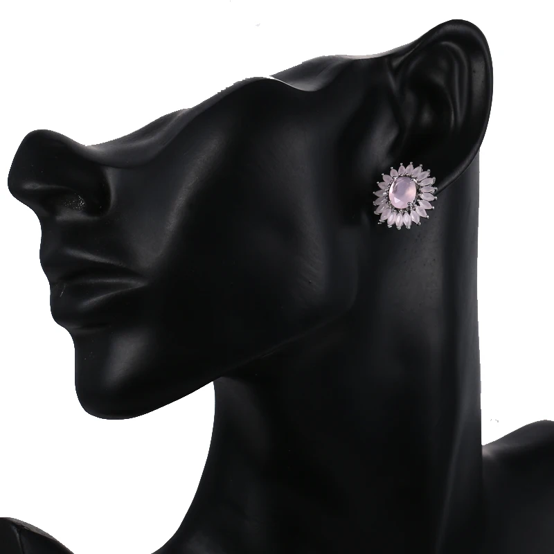 EMMAYA Party Wearing Big Size 5 Colors CZ Crystal Stud Earrings for Girls Nickel Free Earring