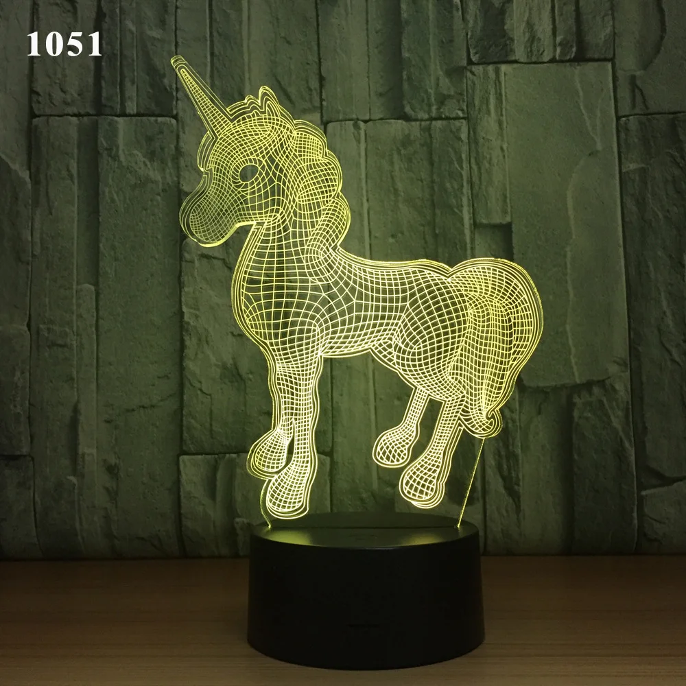 7 color Unicorn figure Acrylic pattern night light Wireless speaker Remote control Unicorn ornament Gifts Y73