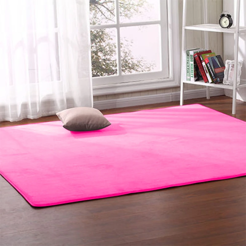 Warm coral fleece living room carpet children's baby crawling mat bedroom bay window blanket bed shatter-resistant rug 1.4*2m