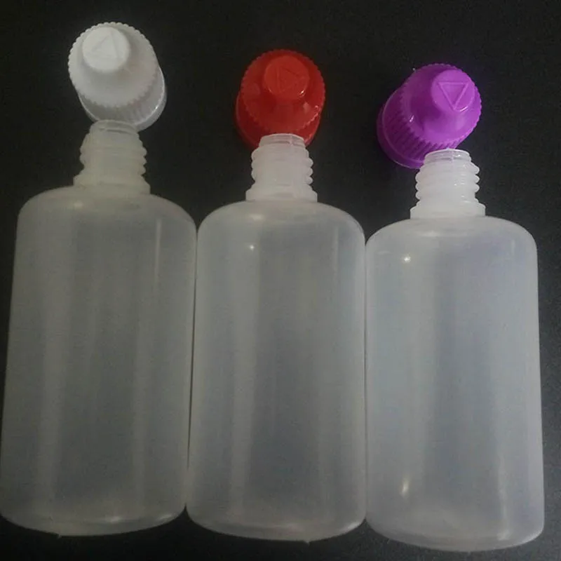 

50ml PE Empty Plastic Dropper Bottle With Colorful Childproof Cap For Electronic Cigarette eGo E Liquid Bottle