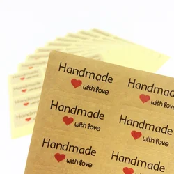 120 Pcs/lot 'Handmade with love' Scrapbooking Kraft Paper Labels Envelopes Stickers Gift Packaging Seal Seals Sticker