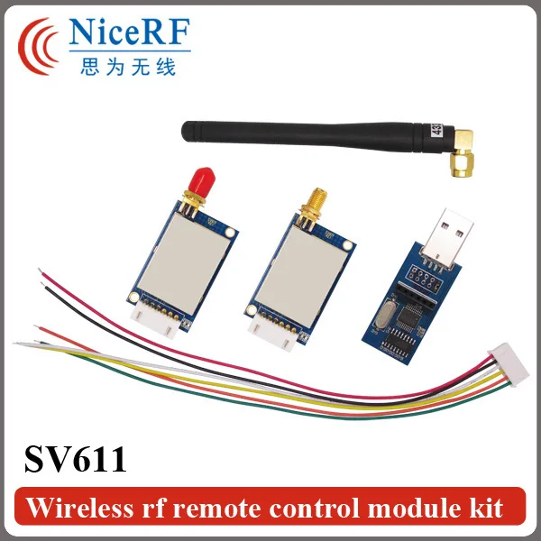 2pcs/lot 470MHz TTL Interface 100mW Si4432 GFSK Wireless Module SV611 with 2pcs Rubber Antenna and 1pc USB Bridge boad