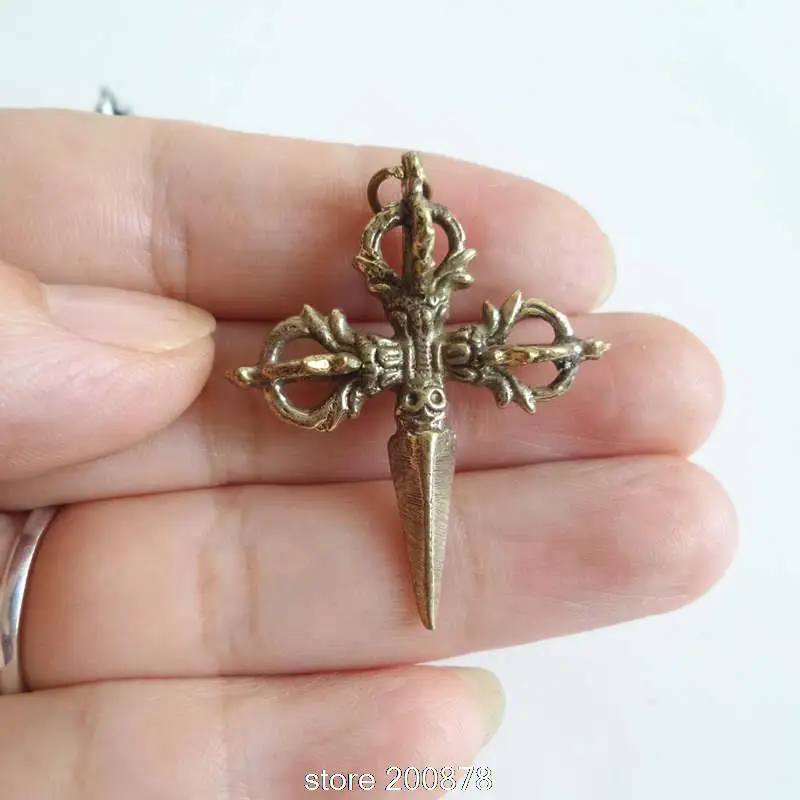 Tibetan Amulet Charms for Man Cross Vajra Copper Brass Metal Pendants TBP190