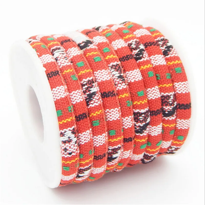 10 Meters Multi Colors Cotton Cord Handmade 6mm Round Fabric Ethnic Rope Textile Wrap Embroider Cords for DIY Bracelets Making
