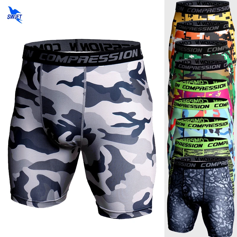 Camouflage Base Layer Running Tights Men Short Quick Dry Bodybuilding Fitness Workout Gyms Shorts Elastic Compression Sportswear