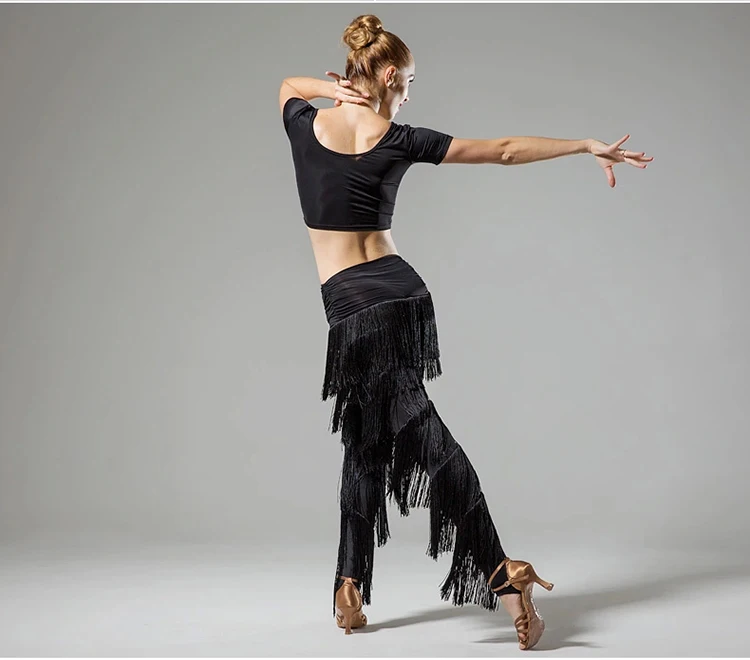 Calça feminina para dança, adulto, moderna, calça com franjas, nova calça de dança latina, dança de salão, tango