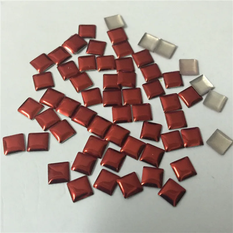 500pcs 5*5mm Red Square Hotfix Metalic Studs Flat Back Iron On Nailhead Glue On FlatBack Rhinestuds Heat Transfer For DIY