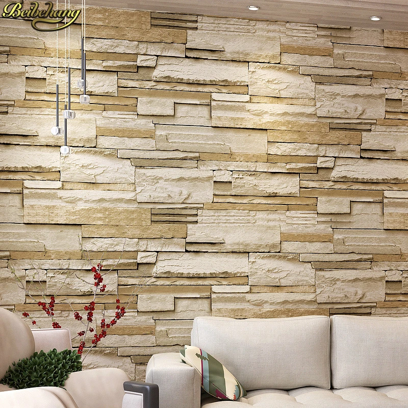 beibehang 3D stone Brick Pattern wall papers home decor Waterproof Wall Wallpaper roll vinyl flooring wallpapers for living room