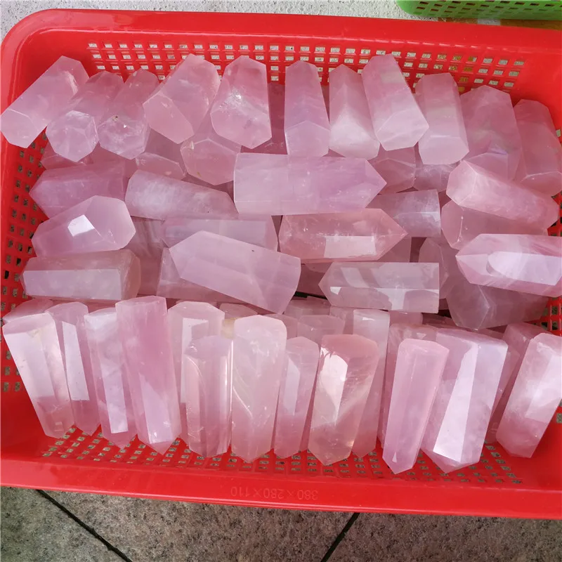 

1kg Natural Rose Quartz Crystal Point Wand Pink Crystal Quartz Tower Rose Crystal Obelisk Flat Bottom Healing Crystal gemstone