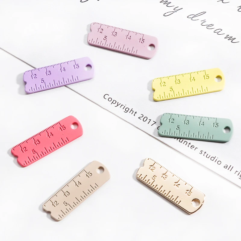 Lato w stylu 40 sztuk/partia gumowy nadruk kreskówka linijka kształt prostokąta stop pływający medalion Charms diy biżuteria akcesoria