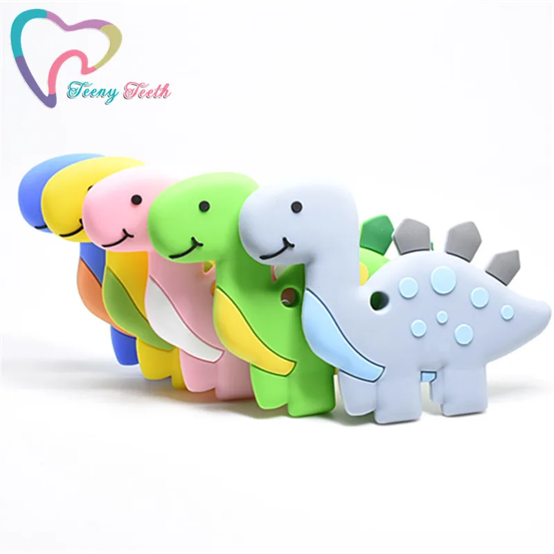 1 PC Baby Food Grade Silicone Teethers Cartoon Animals Deer Dinosaur Teethers Pendant Necklace Accessory BPA Free Chew Kids Toy