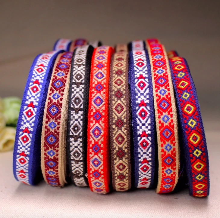 結び目のあるリボン,エスニックスタイルの刺繍が施されたコルセット,1cm,部族,自由奔放に生きる,ギフト,衣類アクセサリー,10ヤード