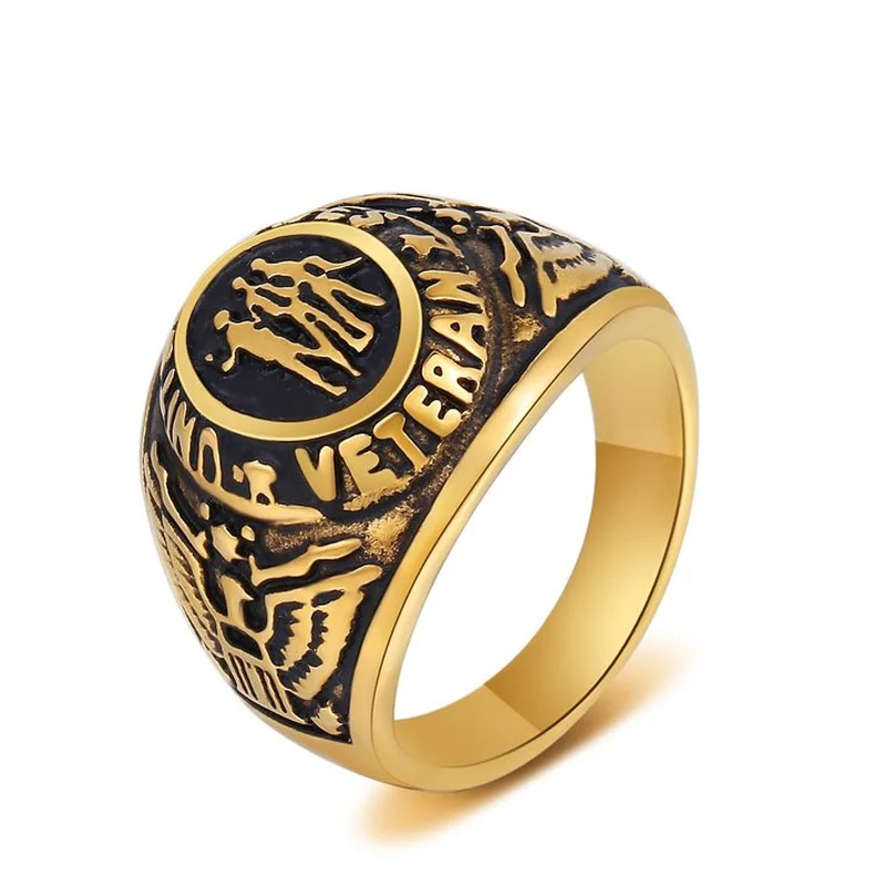 US Military Veteran Ring War Veteran Jewelry Military Rings for Army, Navy, Marines, Air Force, Coast Guard Officers Military