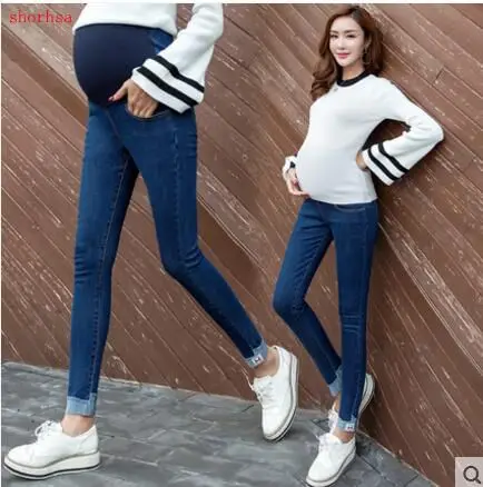 

Elastic Waist Plus Size Women Belly Pants for Pregnant Jeans Maternity Clothes Pregnancy Pants Maternidade Vetement Grossesse