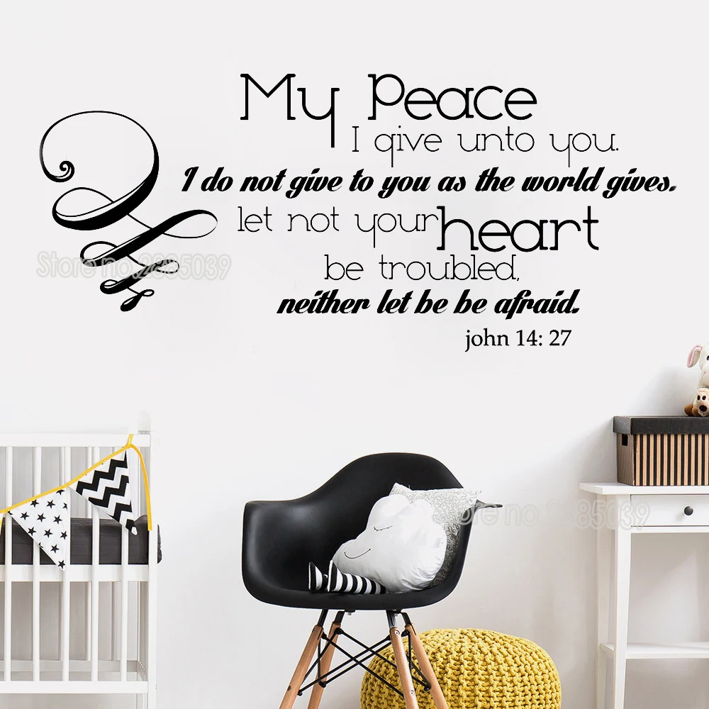 

New John 14:27 Quotes Wall Stickers Home Decor My Peace I give to you Scripture Wall Decal Inspirational Saying 3d Posters LC745