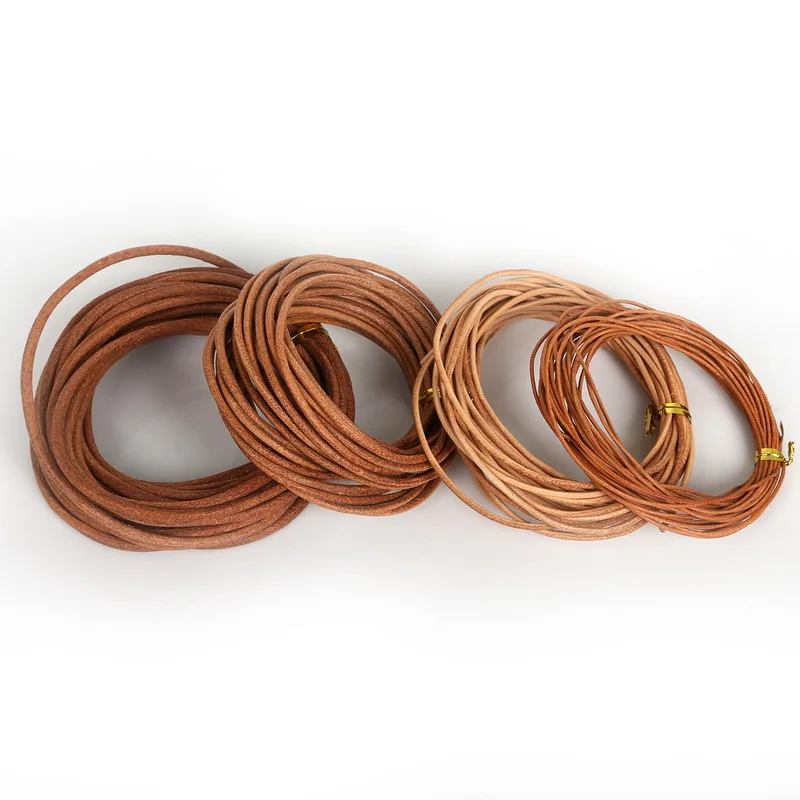 1mm 1.5mm 2mm 3mm Okrągły prawdziwy skórzany sznurek do biżuterii Sznurek naturalny do bransoletki Naszyjnik DIY Biżuteria Tworzenie elementów biżuterii