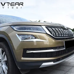 Vtear-skoda kodiaq用のフロントおよびリアフォグライトカバー、車の装飾用のクロームトリムアクセサリー、2021