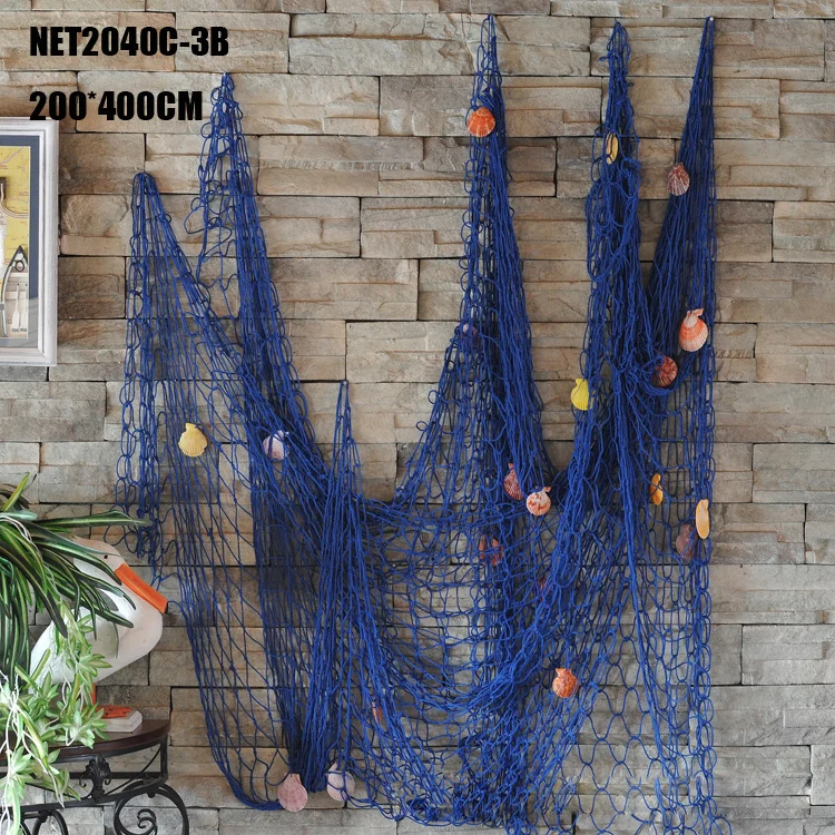 Mediterranean Style Decorative Fishing Net Wall Hanging Decor Nautical Accessories For Home Decoration Fishnet Beige Color