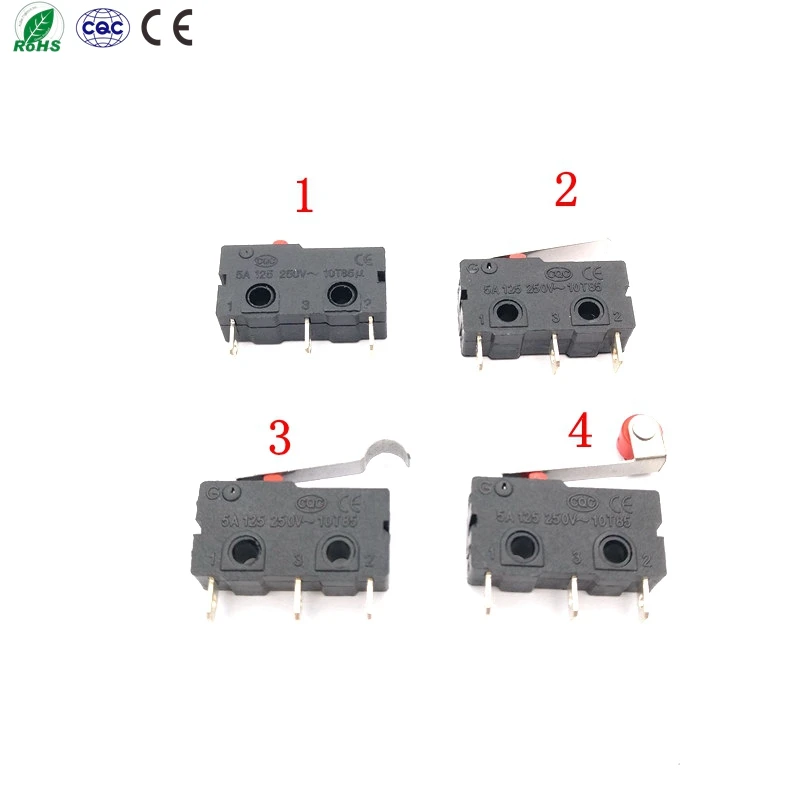 100 sztuk Mini mikroprzełącznik krańcowy 3 piny 5A 125 ~ 250V 10T85 SPDT Snap Action